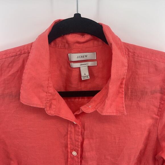 J. Crew Perfect Fit 100% linen long sleeve button up shirt sz 6 - Picture 2 of 7